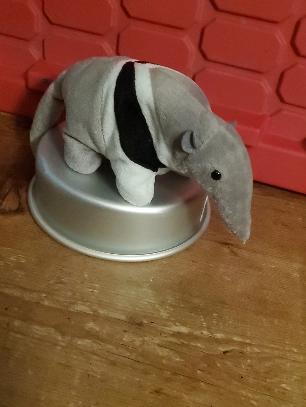 Plush Anteater Small Pet Toy - Gray and Black